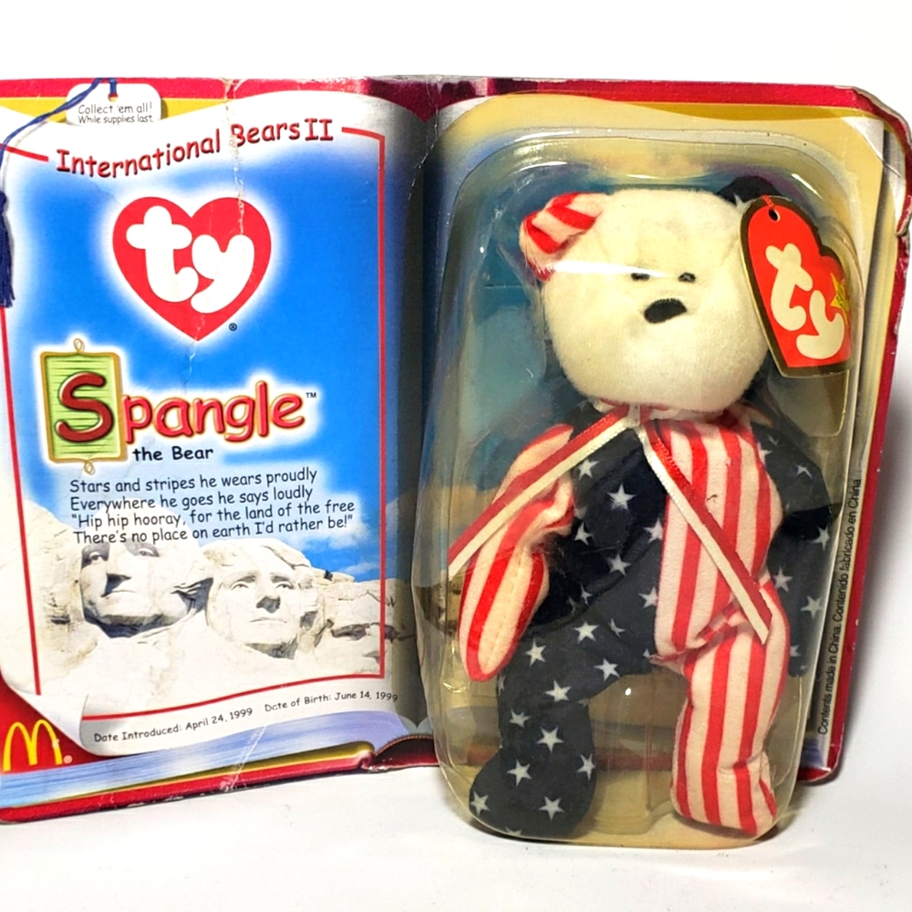 4th of July McDonalds TY Teenie Beanie Babies International Bears II Spangle 99